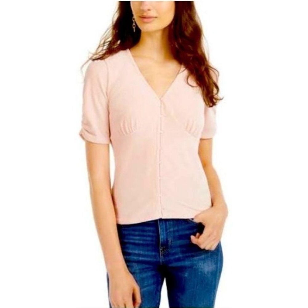 American Rag Velvet Burnout Tea Top Light Pink M